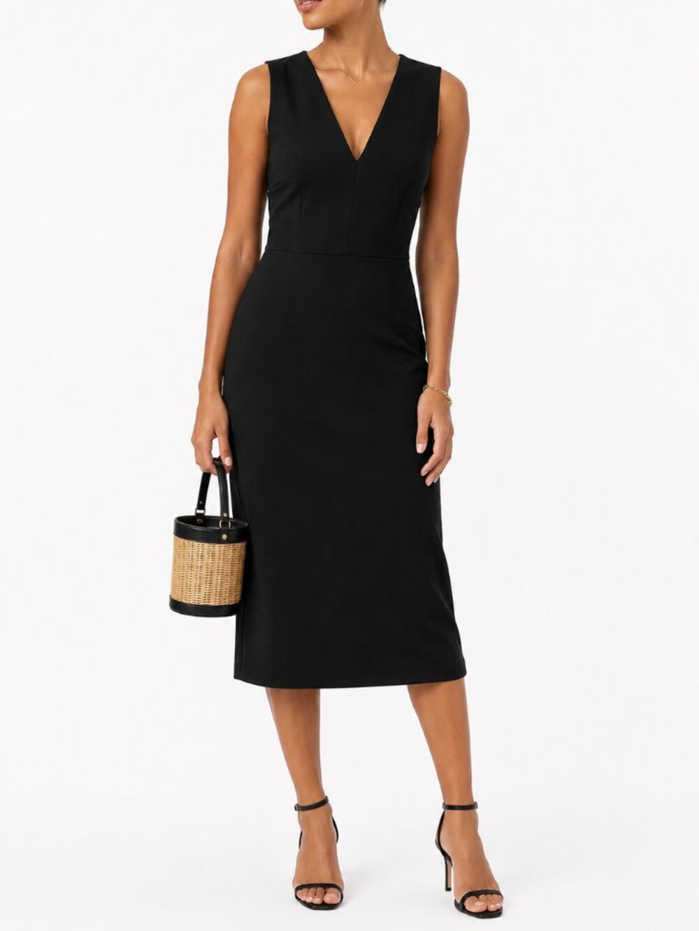 Banana Republic Black Sleeveless Sheath Midi Dress Size 4